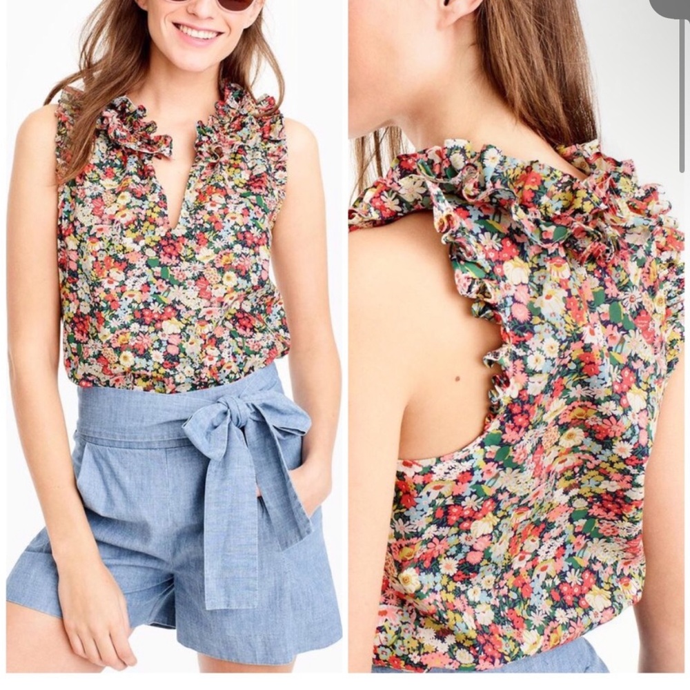 J. Crew Liberty of London Thorpe Floral Ruffle Blouse - Multicolor